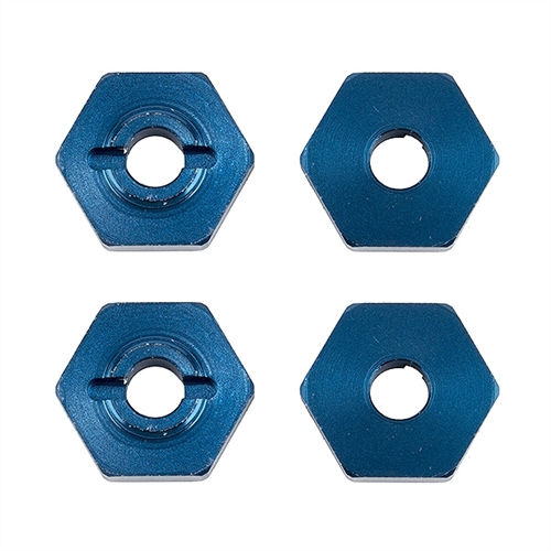 TEAM ASSOCIATED REFLEX 14B/14T FT WHEEL HEXES BLUE ALUM. (4)